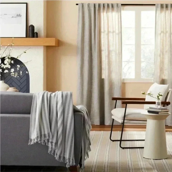 NWT Clipped Stripe Dobby Throw Blanket Gray/Cream - Hearth & Hand with Magnolia - Picture 2 of 5